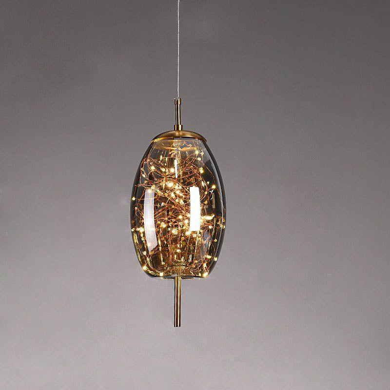 Contemporary Scandinavian Cylinder Oval Glass 1-Light Pendant Light