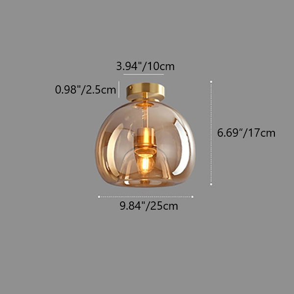 Contemporary Nordic Round Glass Iron Ball 1-Light Semi Flush Mount Ceiling Light