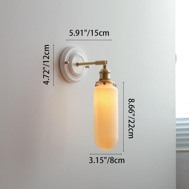 Traditional Vintage Round Ceramic Brass 1-Light Wall Sconce Lamp