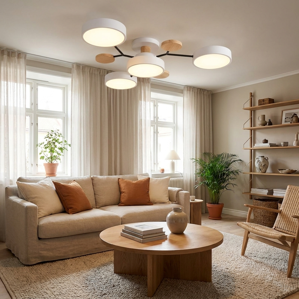Contemporary Scandinavian Round Molecule Branch Design LED Semi Flush Mount Ceiling Light