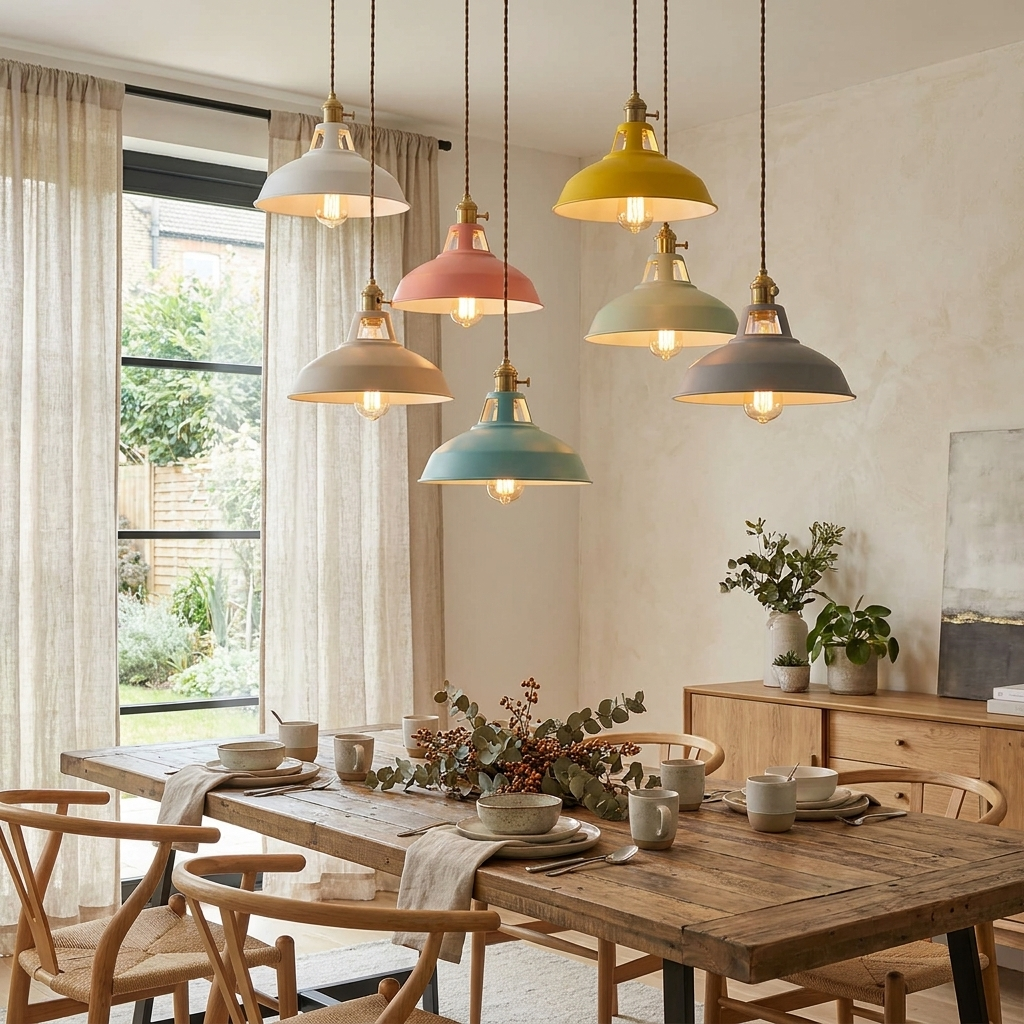 Industrial 1-Light Colorful Barn Shade Pendant Light