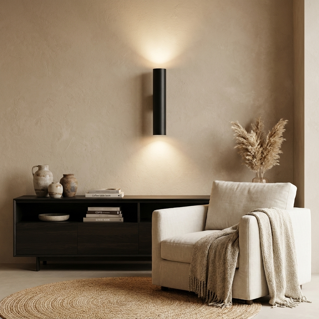 Modern Minimalist Round Aluminum Cylindrical 2-Light Wall Sconce Lamp