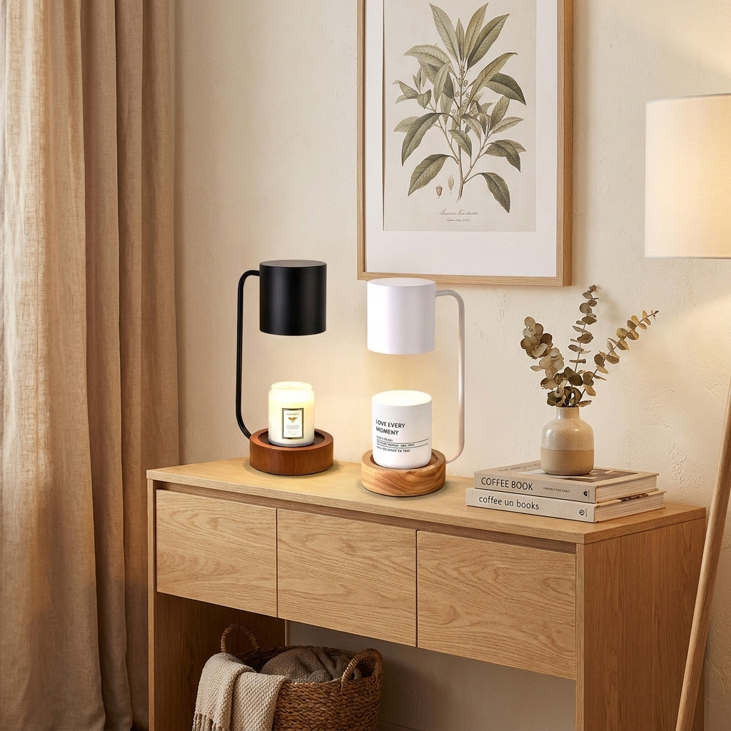 Japanese Minimalist Wood Timing Dimming 1-Light Melting Wax Table Lamp