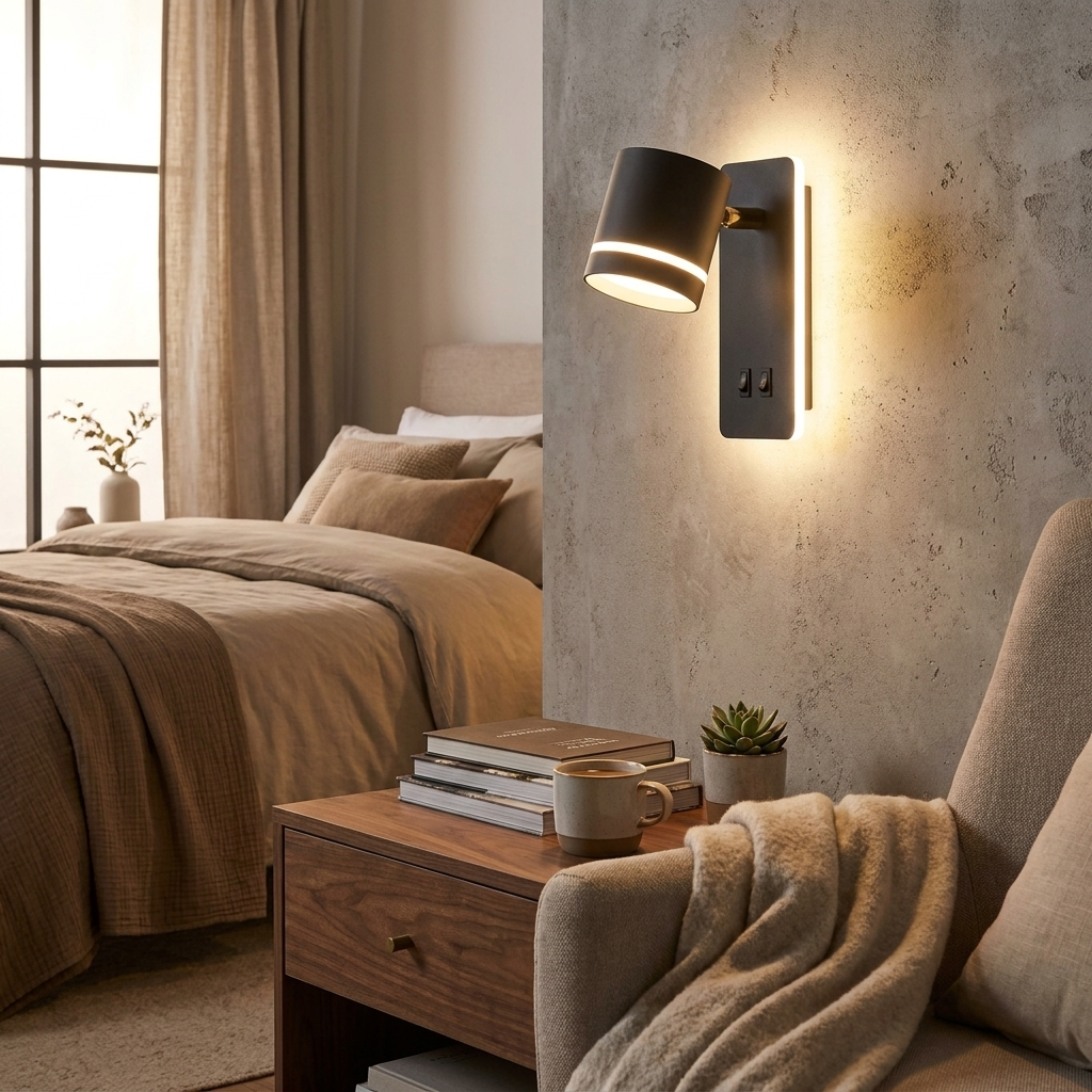 Contemporary Nordic Iron Square Spotlight Rotatable LED Reading Wall Sconce Lamp