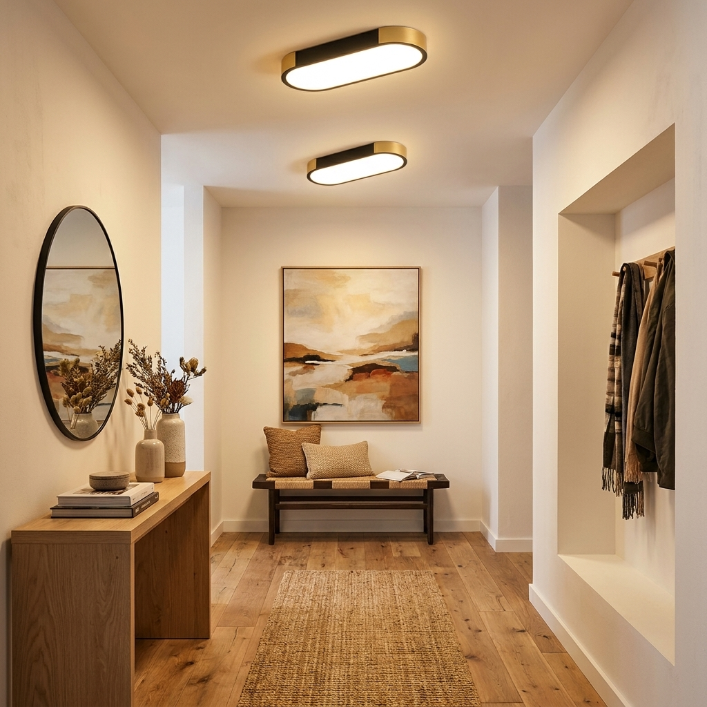 Modern Minimalist Rectangular Ring LED Flush Mount Ceiling Light