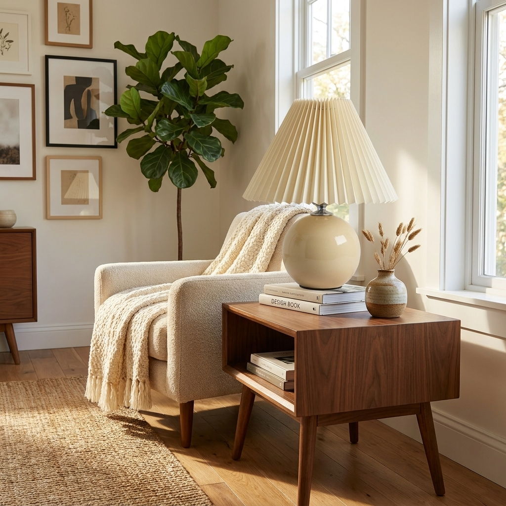 Nordic Minimalist Ceramic Pleated 1-Light Table Lamp