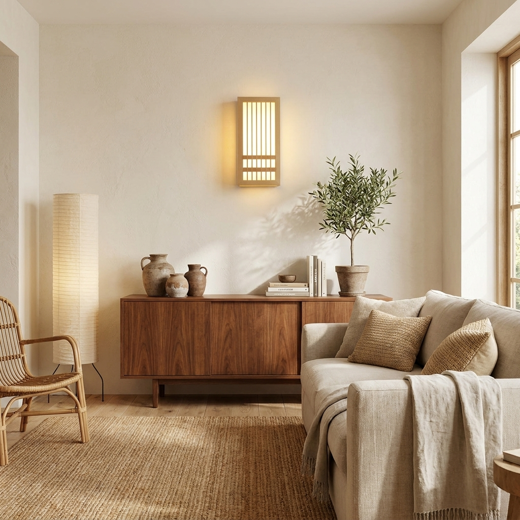 Modern Minimalist Solid Wood Acrylic Rectangular LED Wall Sconce Lamp