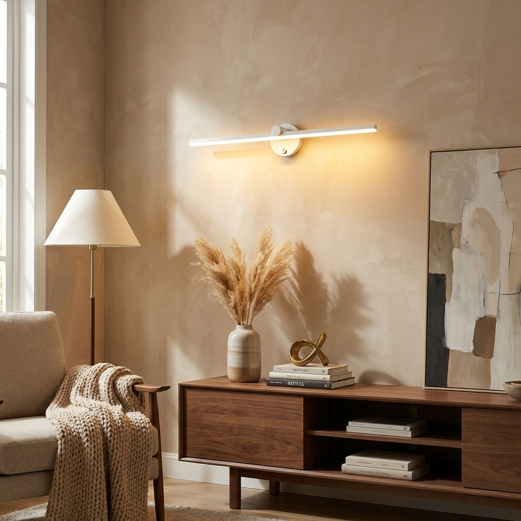 Nordic Minimalist Aluminum Long Bar Switch LED Mirror Wall Sconce Lamp