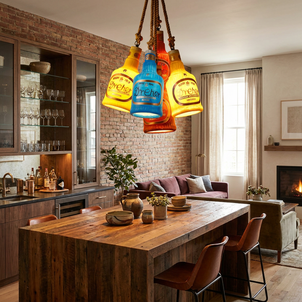 Contemporary Industrial Colorful Bottle Resin 1-Light Pendant Light