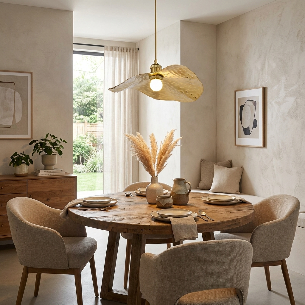Modern Golden Bronze Color Lotus Leaf Shape 1-Light Pendant Light