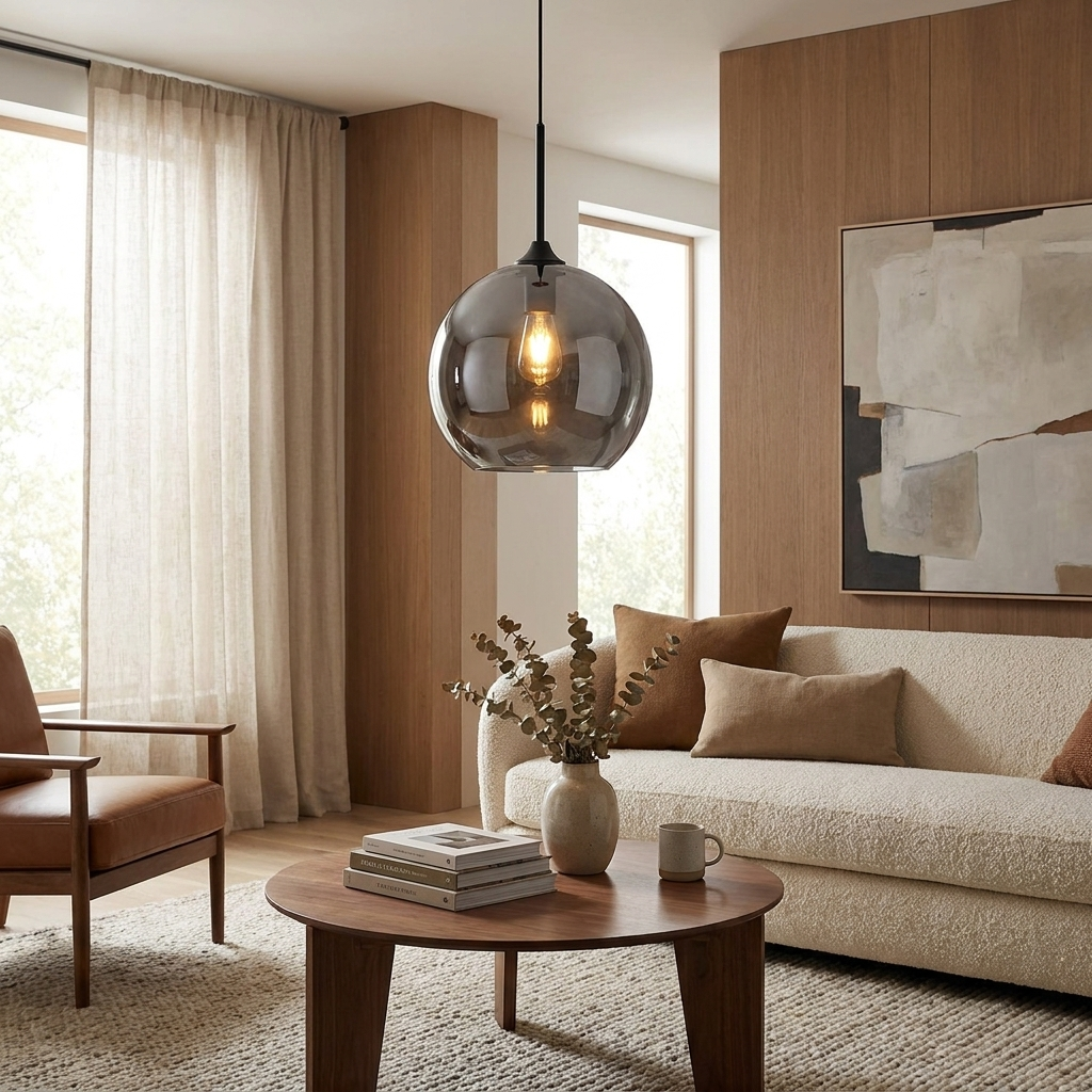 Contemporary Nordic Round Glass Iron Ball 1-Light Semi Flush Mount Ceiling Light