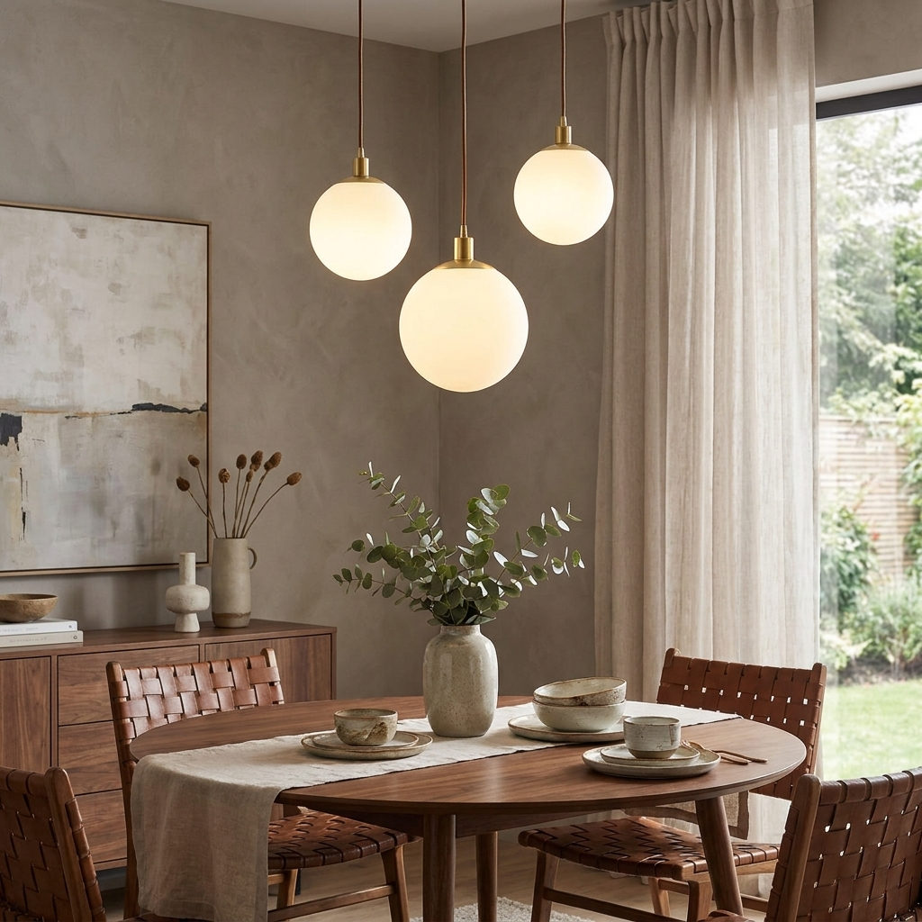 Contemporary Nordic Minimalist White Orb 1-Light Pendant Light