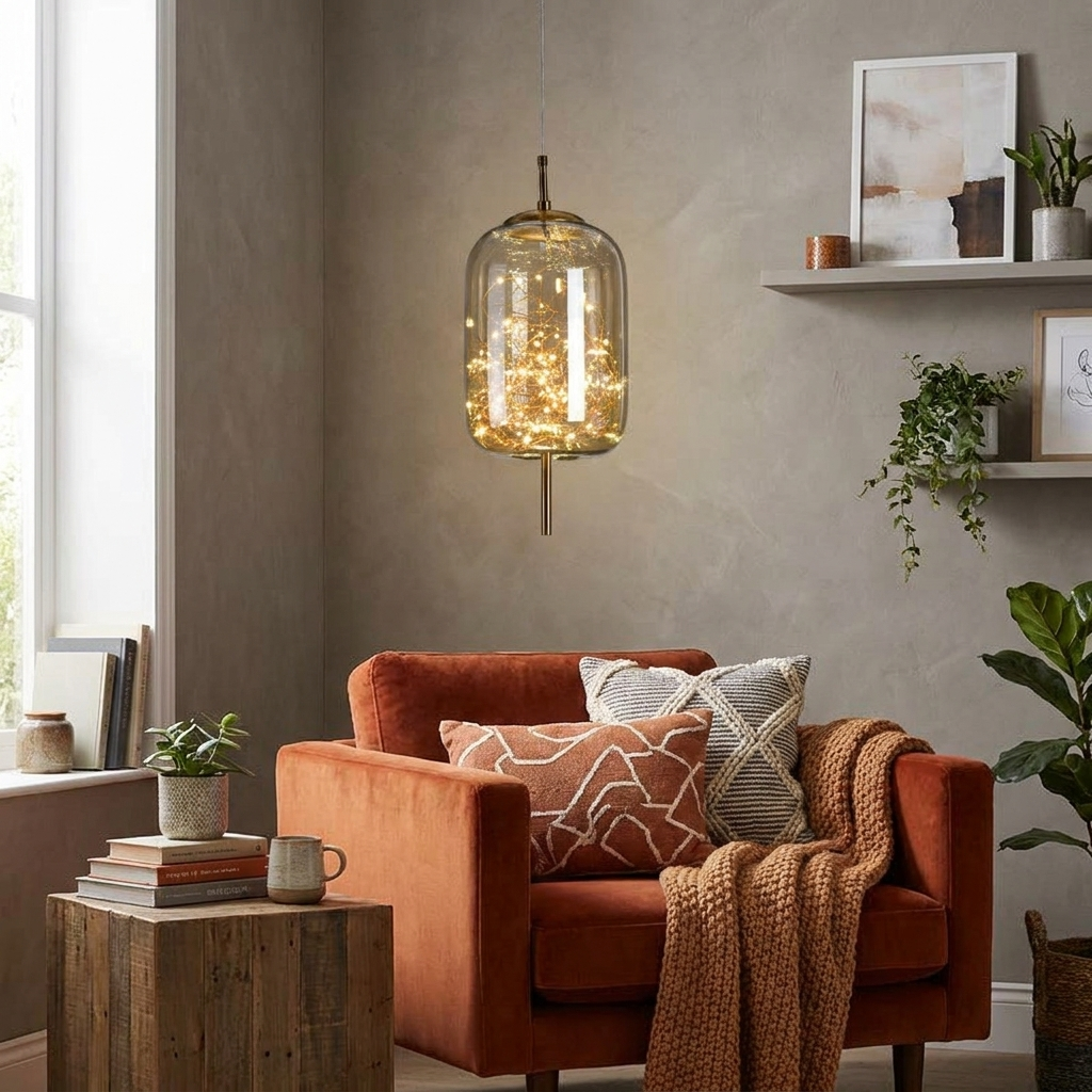 Contemporary Scandinavian Cylinder Oval Glass 1-Light Pendant Light